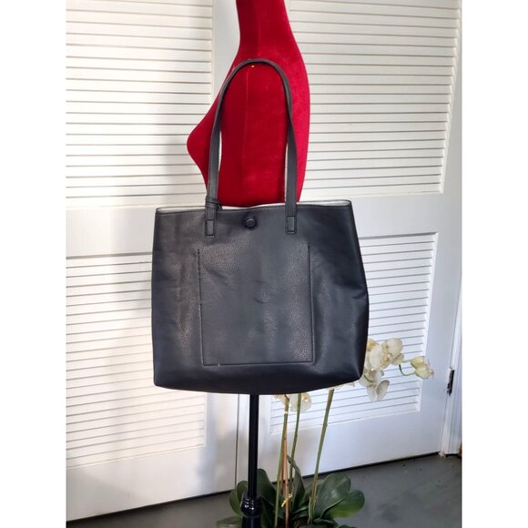 NWOT Stylish Women's Black/Silver Reversible Shoulder/Coin Purse Tote Bag 735 - Picture 5 of 8